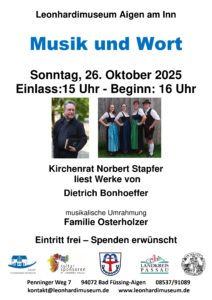 Musik und Wort 2025 Kirchenrat Norbert Stapfer liest Werke von Dietrich Bonhoeffer